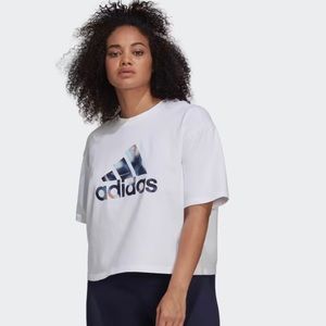 Adidas x Zoe Saldana White Crop Logo Tee - Plus Size 2X